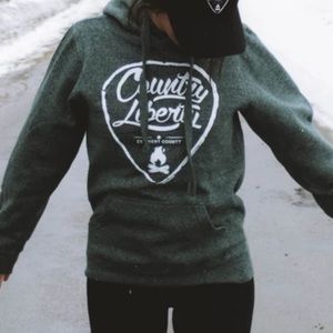Heathered green country liberty hoodie